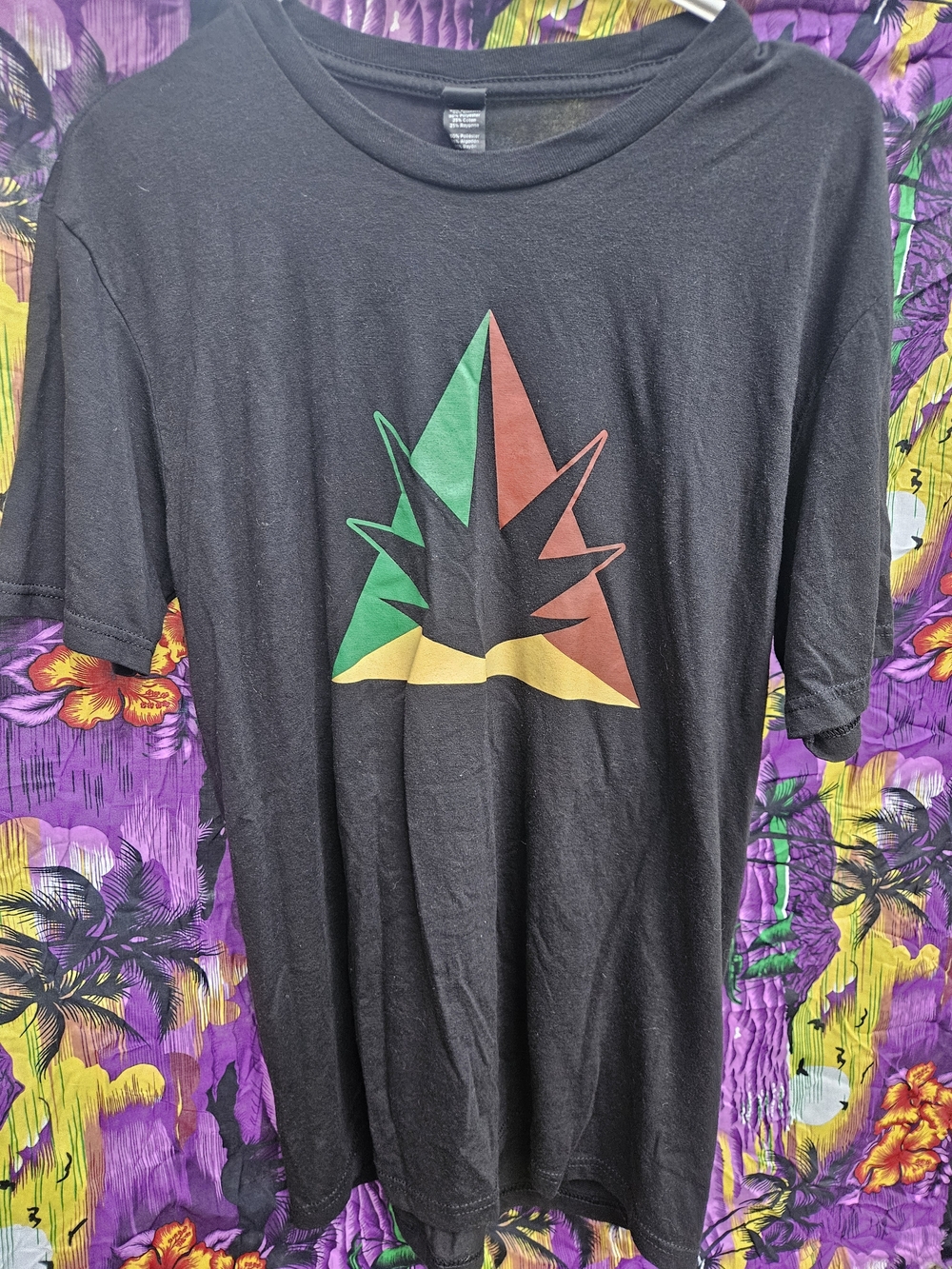 The Pot Farm Black Tee W/ Rasta Pot Leaf
